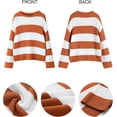 thumbnail image 5 of Women's  Fall Long Sleeve Oversized Striped Color Block Comfy Loose Crew Neck Knitted Pullover Sweater, 5 of 16