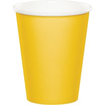 Party Central Hot and Cold Disposable Paper Drinking Party Tumbler Cups - 9oz. - School Bus Yellow -