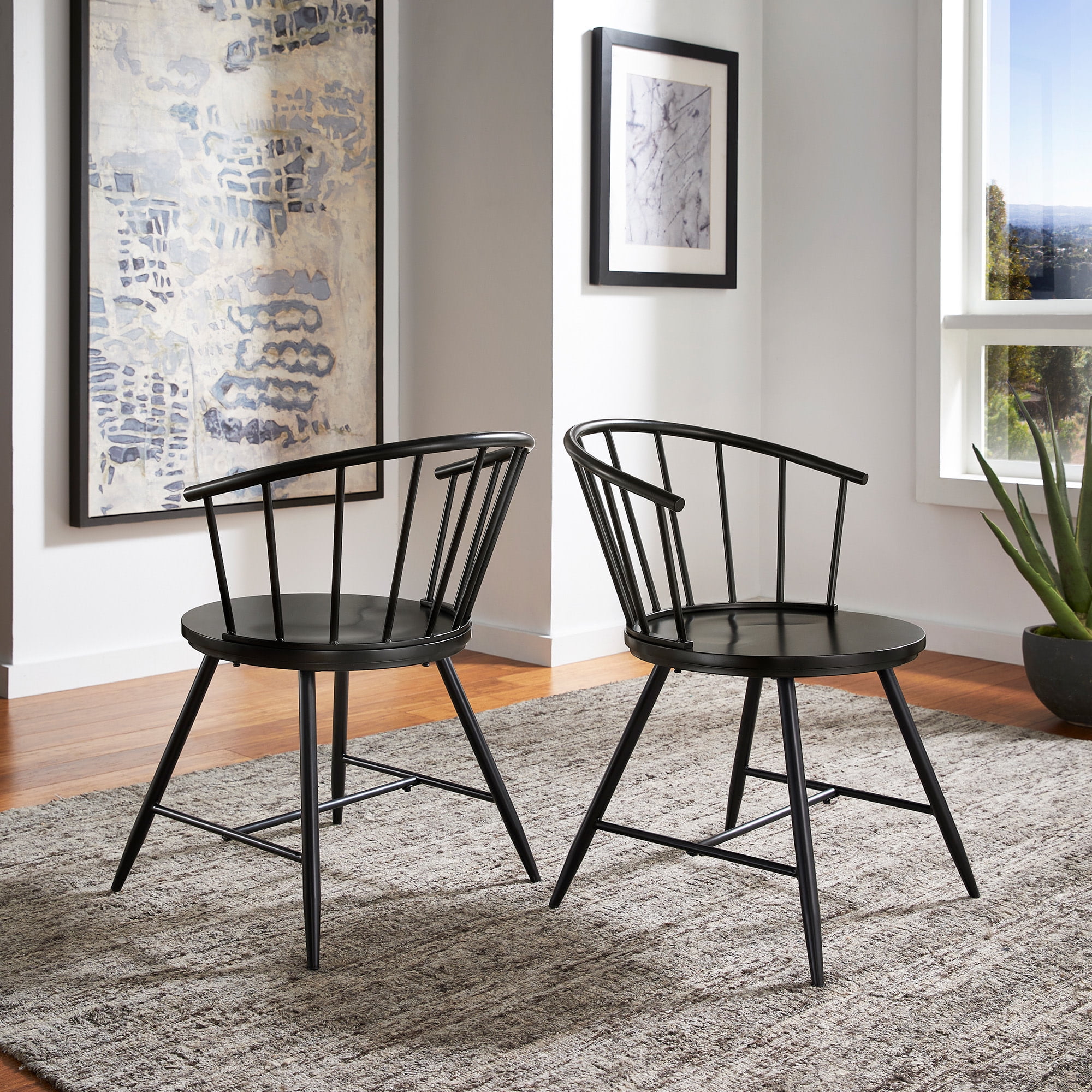Weston Home Chelsea Low Back Metal and Wood Dining Chair, Set of 2