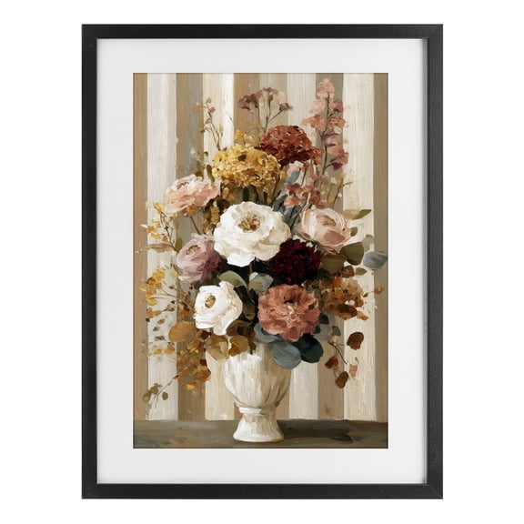 Stupell Industries Farmhouse Vintage Arrangement in Vase Black Framed Print Under Glass, 14 x 20, by Petals Prints Design