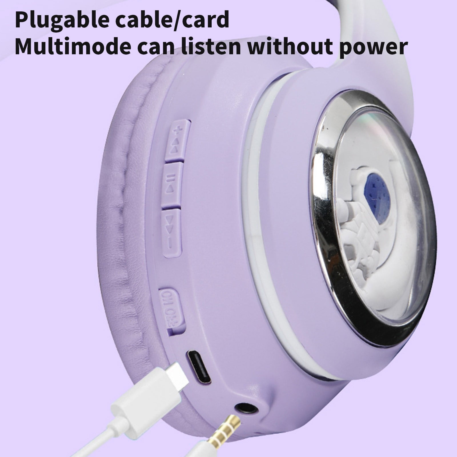 Noise Canceling Wireless Headphones Bluetooth Over The Ear Headset with Microphone and Alexa Built-in - Purple