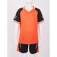thumbnail image 4 of JanJean Kids Boys V-Neck Short Sleeve T-Shirt and Mesh Shorts Active Set 2 Piece Basketball Football Orange XS, 4 of 8
