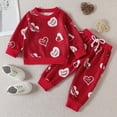 thumbnail image 2 of LUOGENLI Little Girls Outfits Size 7/8 Dressy Toddler Girls Valentine's Day Long Sleeve Hearts Printed T Shirt Pullover Tops Pants Outfits Girls Summer Outfits Size 6 Under 10 6-12 Months, 2 of 8