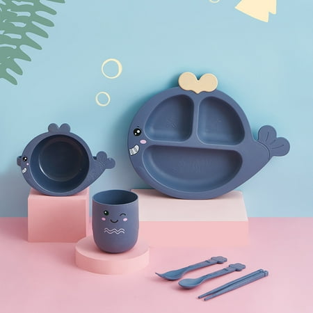 

Ycolew Kitchen Gadgets Cooker Whales Feeding Set For Kids Includes Plate Bowl Cup Fork Spoon and Chopsticks Home & Kitchen Clearance