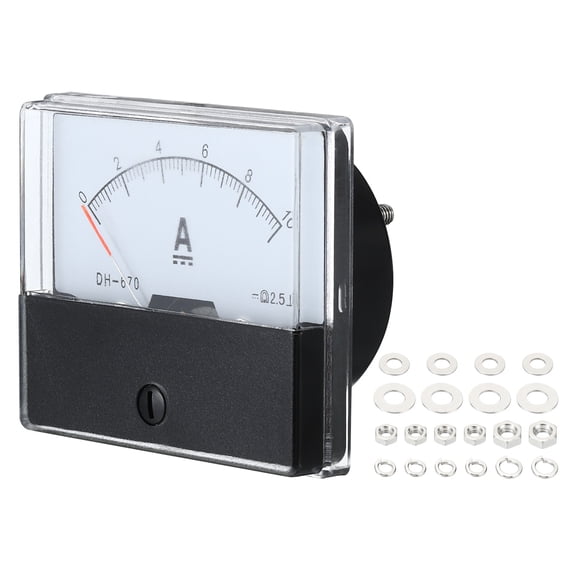 Uxcell DC 0-10A Analog Current Panel Meter, 2 Accuracy Ammeter Ampere Gauge Meter with Accessories Parts, Black
