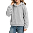 thumbnail image 5 of DDAPJ pyju Kids Fuzzy Fleece Sweatshirt Boys Girls Cozy Sherpa Hoodies Loose Fit Drop Shoulder Pullover Tops Fall Winter Warm Hoodie Sweatshirts 4-15 Years, 5 of 8