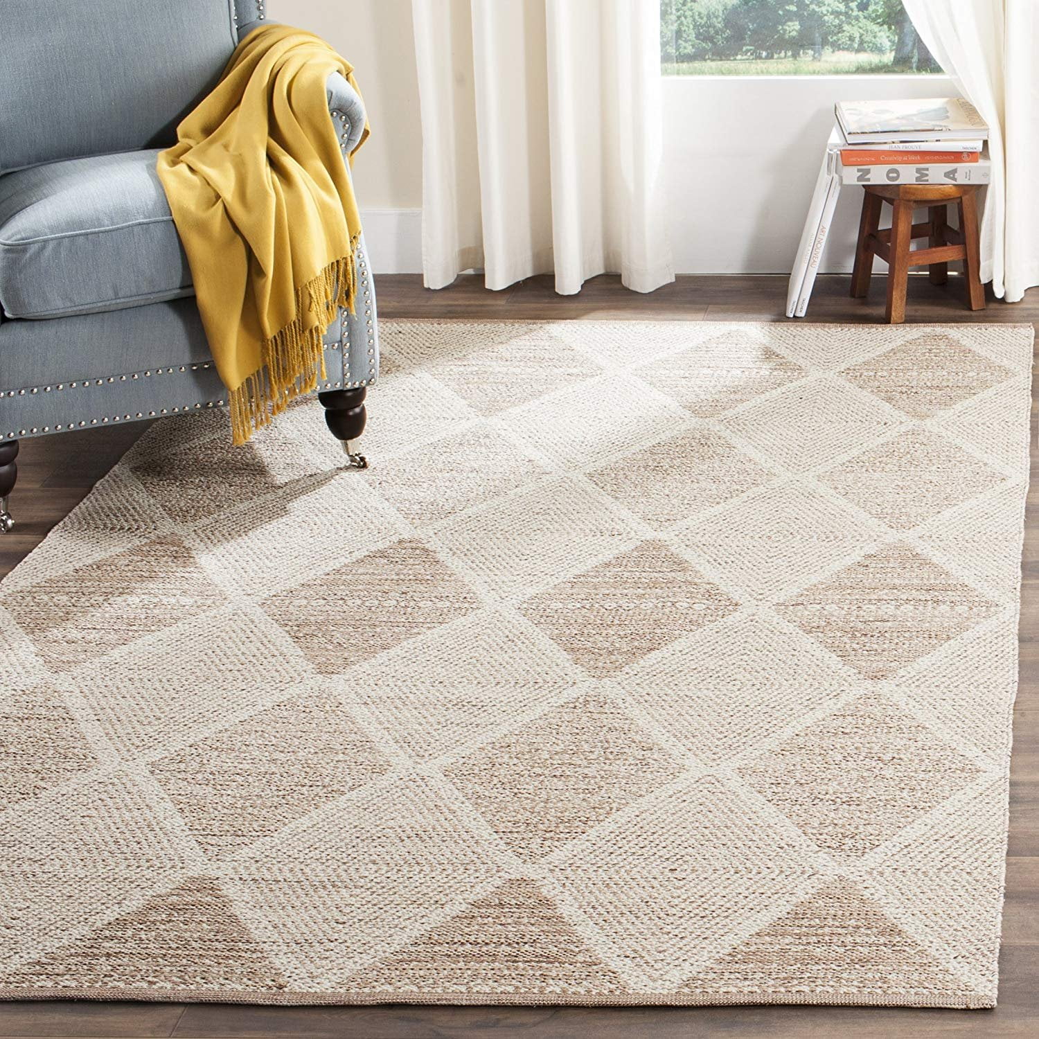 Safavieh Montauk Collection MTK822E Handmade Flatweave Beige Cotton