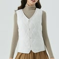 thumbnail image 6 of GEWSEY Womens Puffer Vest Lightweight Stand Collar Sleeveless Quilted Jackets Button Fall Spring Zip Up Coat Outerwear (White, S), 6 of 7