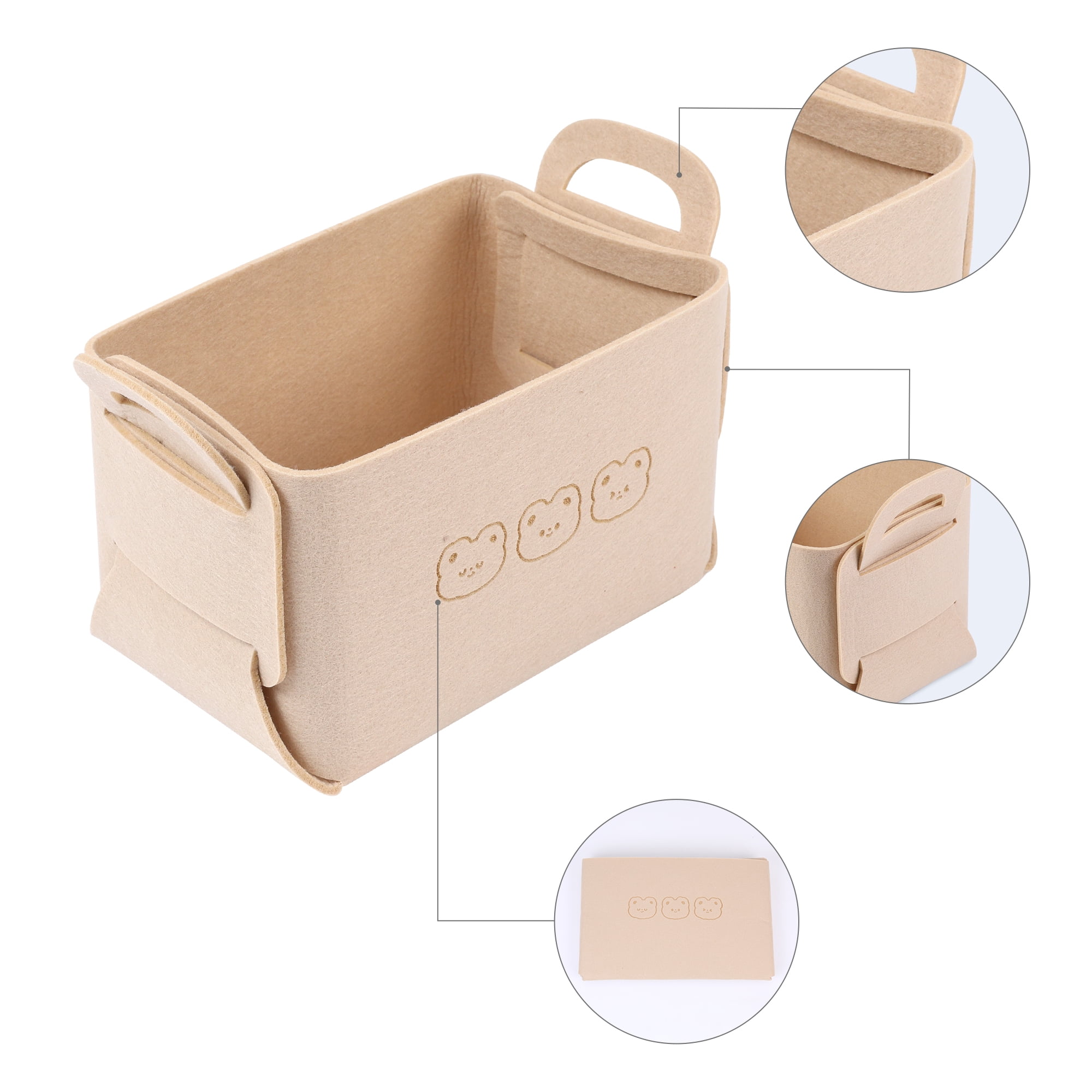 Unique Bargains 3 Pack Storage Cube with Handles Beige 9.8*7.1*5.9in