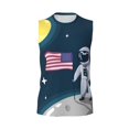 thumbnail image 6 of Picia Astronaut With USA Flag mens Cotton Tank Undershirts , Moisture-wicking Ribbed Tanks, Lightweight Cotton Tank Undershirts-Large, 6 of 8