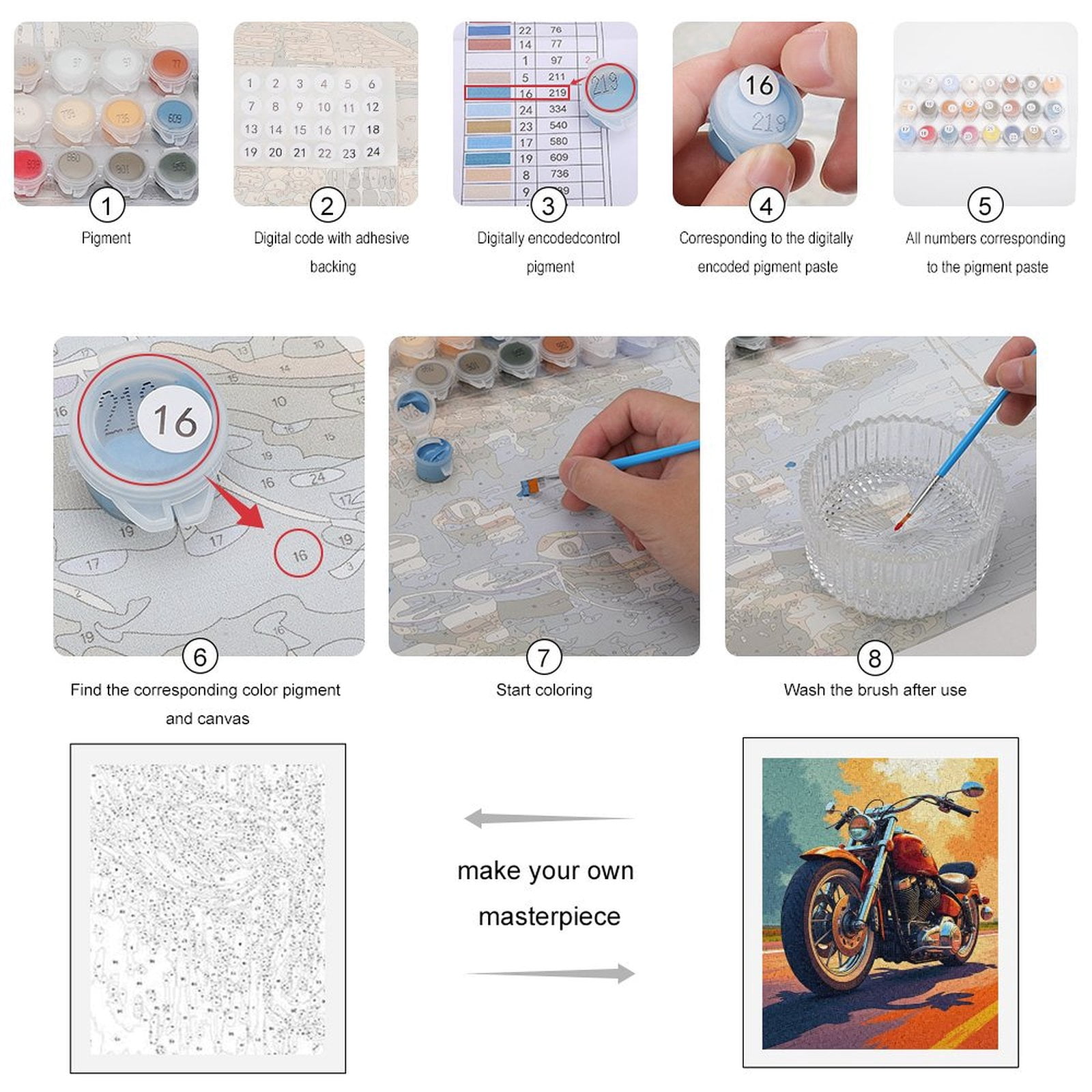 Paint by Numbers Kit for Adults, Vintage Motorcycle Sunset Ride Paint by Numbers, Easy Paint by Numbers Kit for Adults Beginner, DIY Adult Paint by Number Kits on Canvas, Home Decor