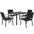 thumbnail image 3 of BTMWAY 5 Piece Patio Dining Set, PE Rattan Patio Table and Chairs Sets with Umbrella Hole Table and 4 Dining Chairs, Outdoor Patio Bistro Sets for Backyard Garden Balcony, Black Wicker, 3 of 10