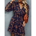 thumbnail image 4 of Women'S Mini Dresses Casual Spring V Neck Chiffon Long Peasant Sleeves Flowy Summer Dress  L, 4 of 7