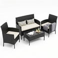 thumbnail image 7 of Tappio 4 Piece Patio Conversation Wicker Furniture Set, Porch Furniture Outdoor Sectional Furniture Set w/Side Table & Cushions, Wicker Sofa Garden Conversation Set for Yard Pool Backyard,Black/Beige, 7 of 7