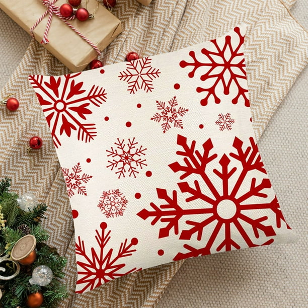 Funda de Almohada Navideña de Lino de 45 X 45 Cm (17,71 X 17,71 Pulgadas). Ideal para Decoración Navideña y de Invierno. Funda de Almohada Apta para Sofás y Otros Artículos Del Hogar.