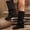 Black, variant on Women's Chunky Heel Mid Calf Boots, Pointed Toe Straight Tube Metal Buckle Design with Breathable Lining, Trendy Boots for Daily Party Gift