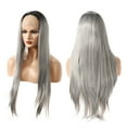 thumbnail image 3 of Unique Bargains Lace Front Wigs Lightweight Straight Hair for Women Gray, 3 of 8