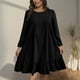 thumbnail image 1 of mfyjkho Vestidos de fiesta para mujer, Vestido holgado y cómodo de manga larga con cuello redondo para mujer, de talla grande, color liso, para tiempo libre Vestidos largos para mujer l, 1 of 6