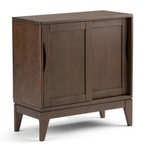 Harper 30 inch Wide Solid Hardwood Mid-Century Modern Low Storage Cabinet in Walnut Brown