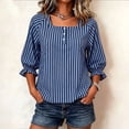 thumbnail image 4 of Guluxicc Women's Striped Shirts Scoop Neck Button Short Sleeve Basic Tops for Summer Casual Outfits, 4 of 8