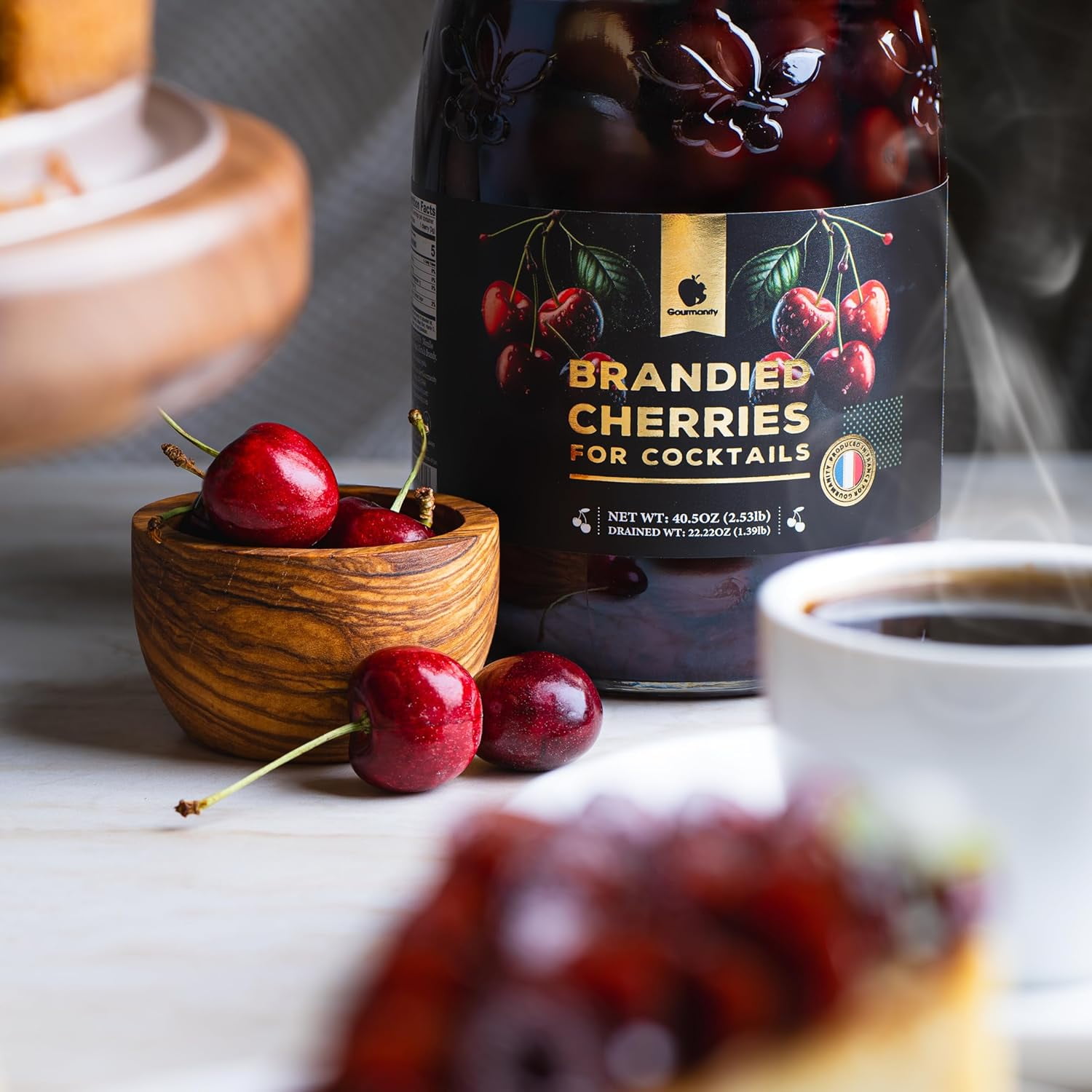 Brandied Cocktail Cherries, French Morello Cherries in Kirsch Brandy, 2.5lb, by Gourmanity