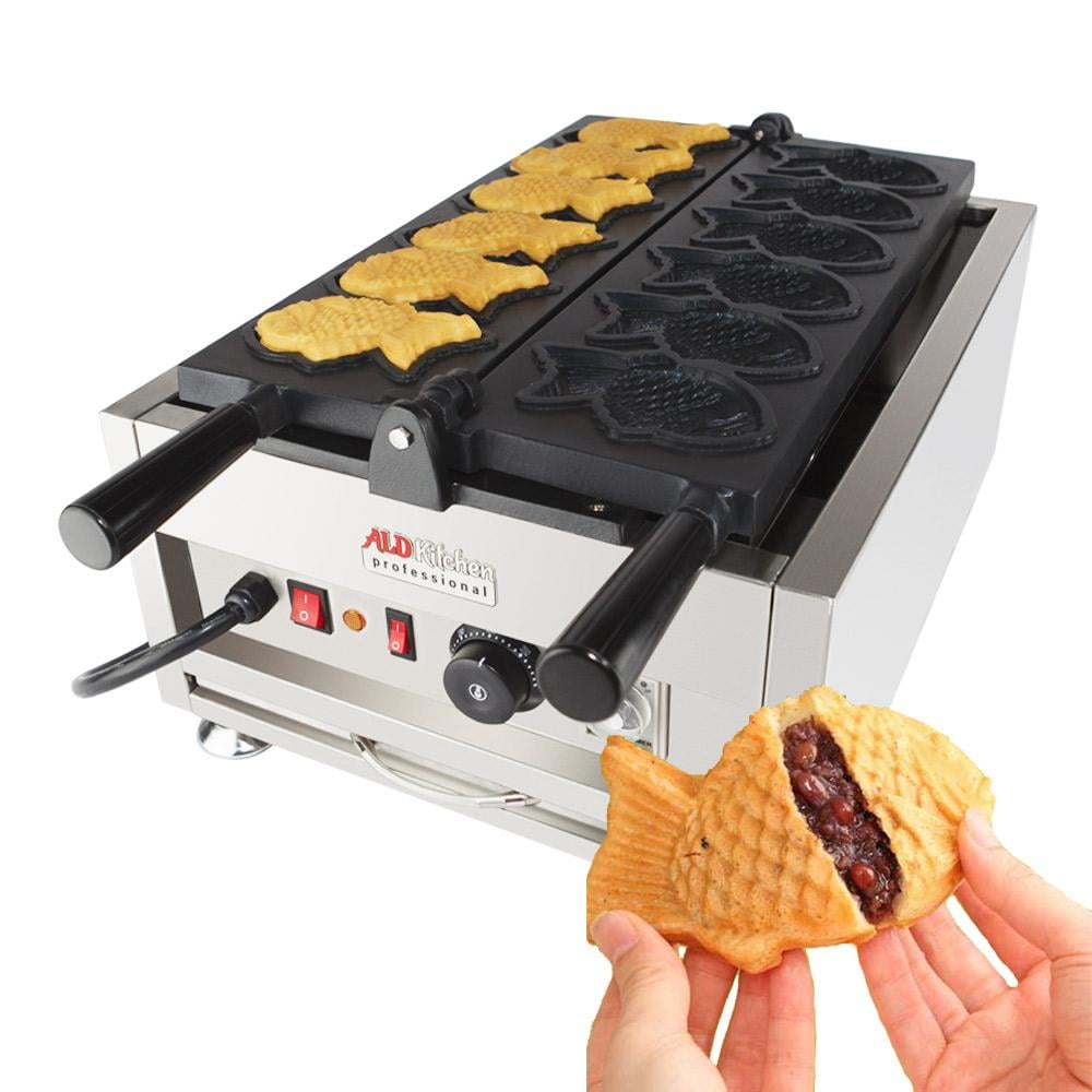 Commercial Nonstick Electric Taiyaki Fish Waffle Machine Maker Baker w/ Tool Set 