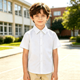thumbnail image 2 of Boys Button Down Dress Shirts Short Sleeve Uniform Shirt Collared Shirt Basic School Uniform, 2 of 7