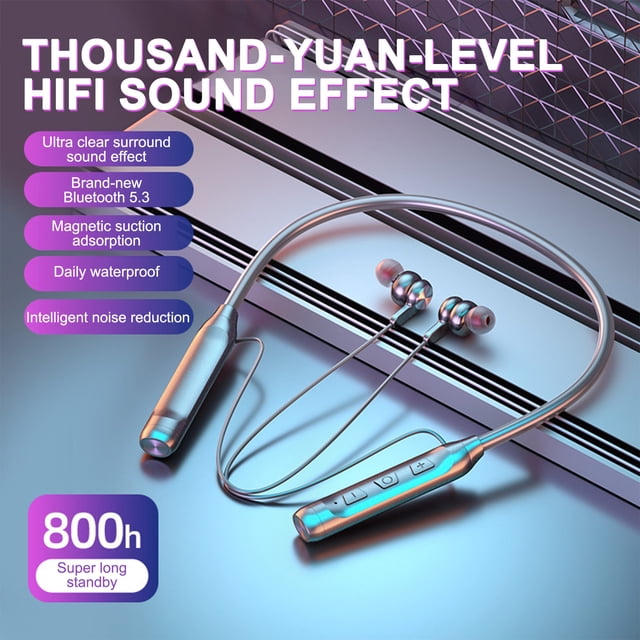 Xihbxyly Auriculares Inalámbricos Bluetooth, Batería de 1000 Mah, Diseño Magnético, Sonido Envolvente de 360°, Conexión Bluetooth 5.3 Estable, para Deportes, Running y Juegos, Color Elegante, para Co