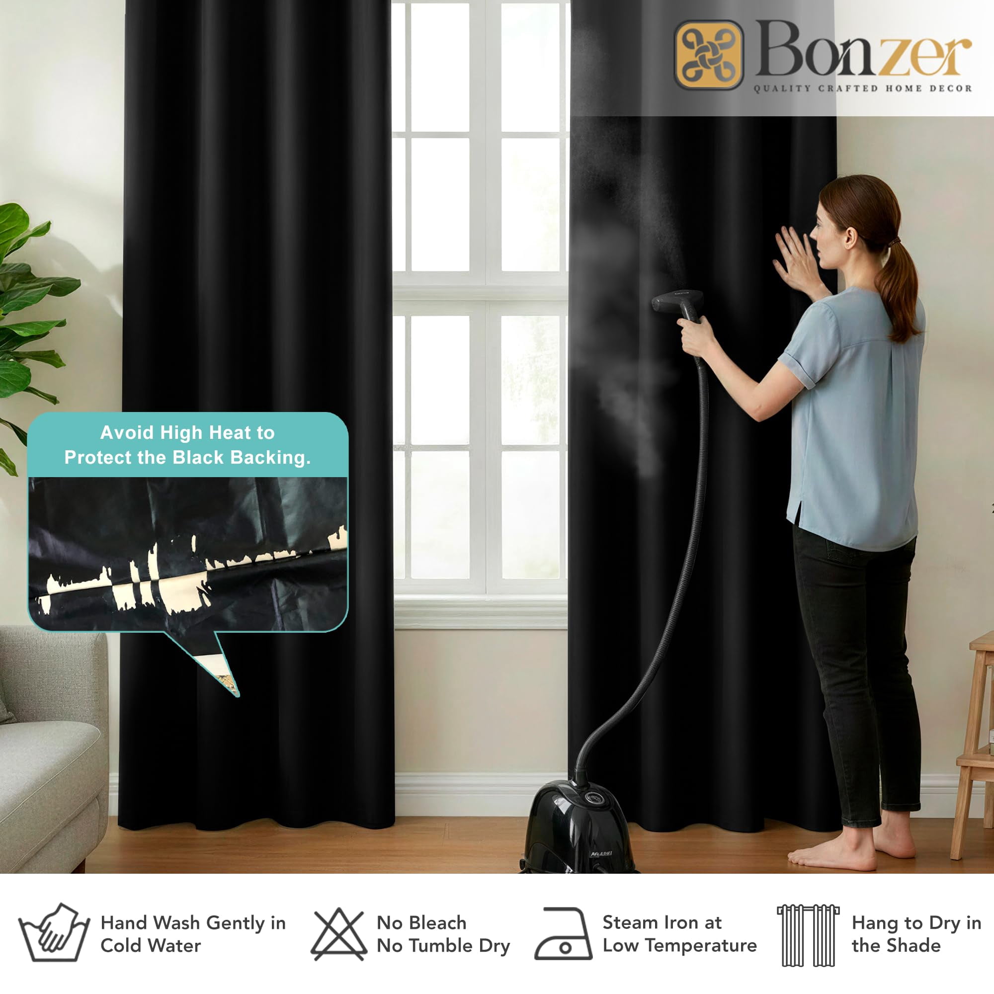 100% Blackout Curtains 84 inches Long, 4 Panels Full Light Blocking Privacy Protection Window Drapes, Grommet Total Room Darkening Curtain with Black Backing for Bedroom, Living Room, Grey