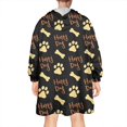 thumbnail image 2 of Happy Dog and Footprints Wearable Oversized Blanket,Wearable Blanket Hoodie for Adults,Cozy Hooded Blankets with Super Pockets,Super Warm Fuzzy Pullover for Women & Men, 2 of 6