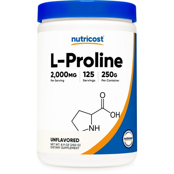 Nutricost L-Proline Powder 250 Grams - 2,000mg Per Serving, Amino Acid Supplement