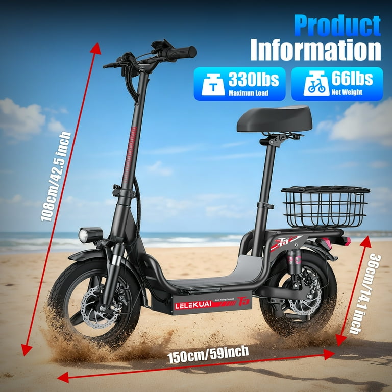 14-inch Folding Electric Scooter - 48V 500W High-Speed Motor, 32