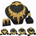 thumbnail image 4 of Fashion Women 24K Gold Plated Crystal Leaves Necklace Wedding Party Jewelry Set, 4 of 4