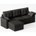 thumbnail image 6 of Reversible Sectional Sofa Couch - 85 in Sleeper Sofa Bed with USB Type C Ports and Cup Holder - L Shaped Couch with Pullout Bed for Living Room - Hidden Storage - Removable Backrest - Black, 6 of 7