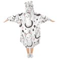 thumbnail image 2 of Wearable Blanket with Sleeves and Pocket Oversized Hooded Sweatshirt 3-14 YR Cartoon Cat S, 2 of 7