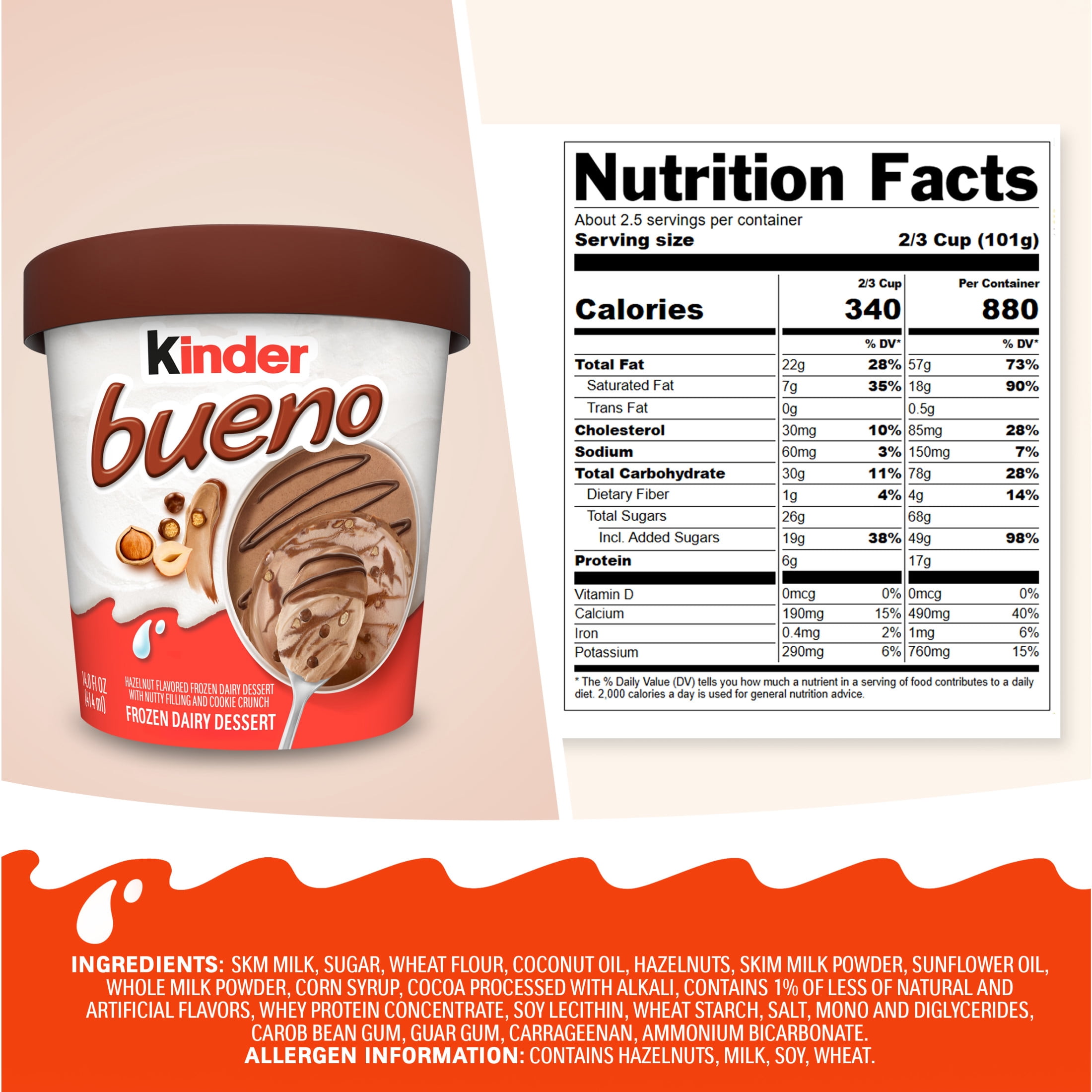 Kinder Bueno Frozen Dairy Dessert, 14 fl oz