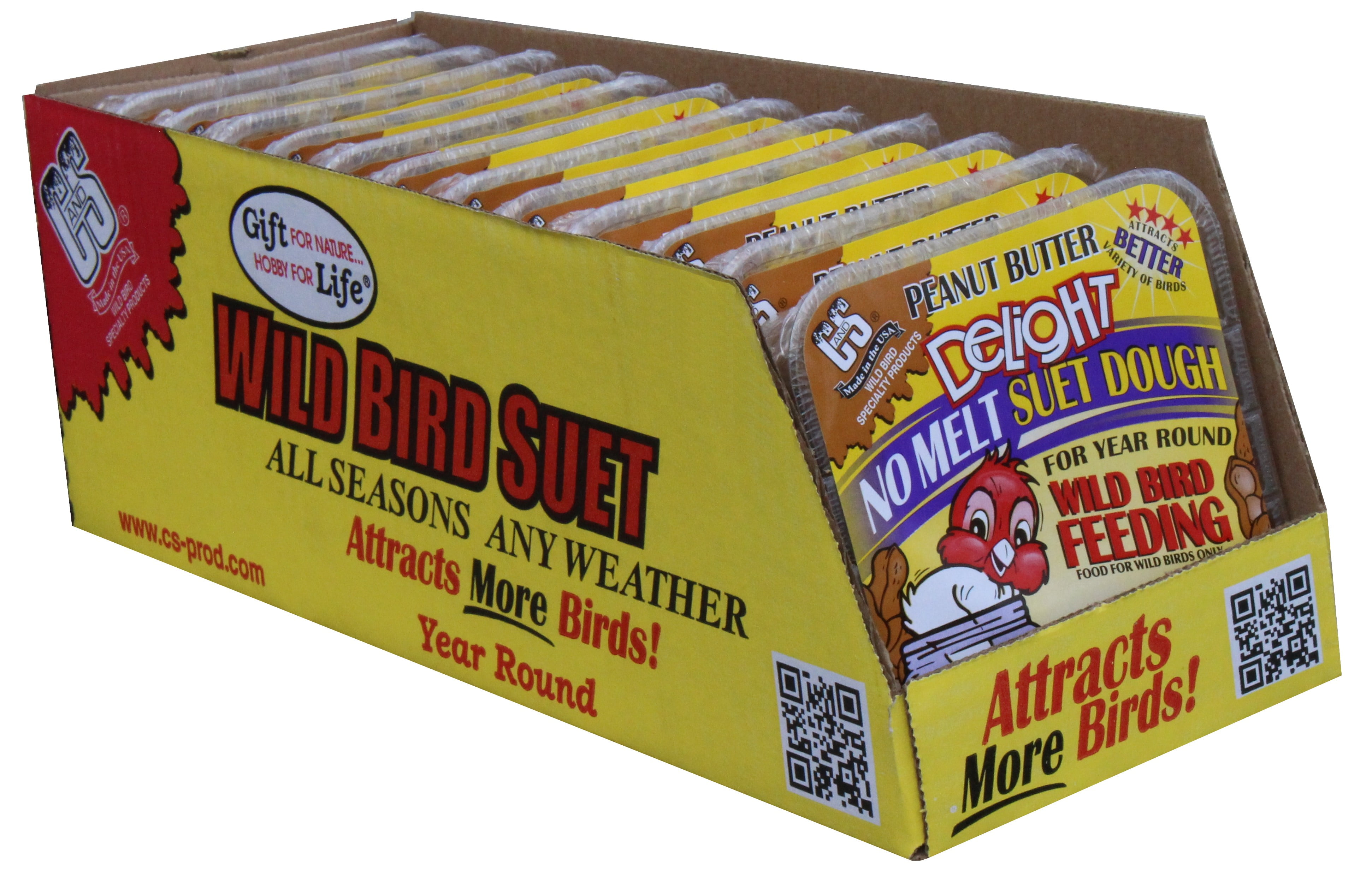 C&S Products Peanut Butter Delight Suet, No Melt for Year Round Feeding, 11.75 oz Cake, Wild