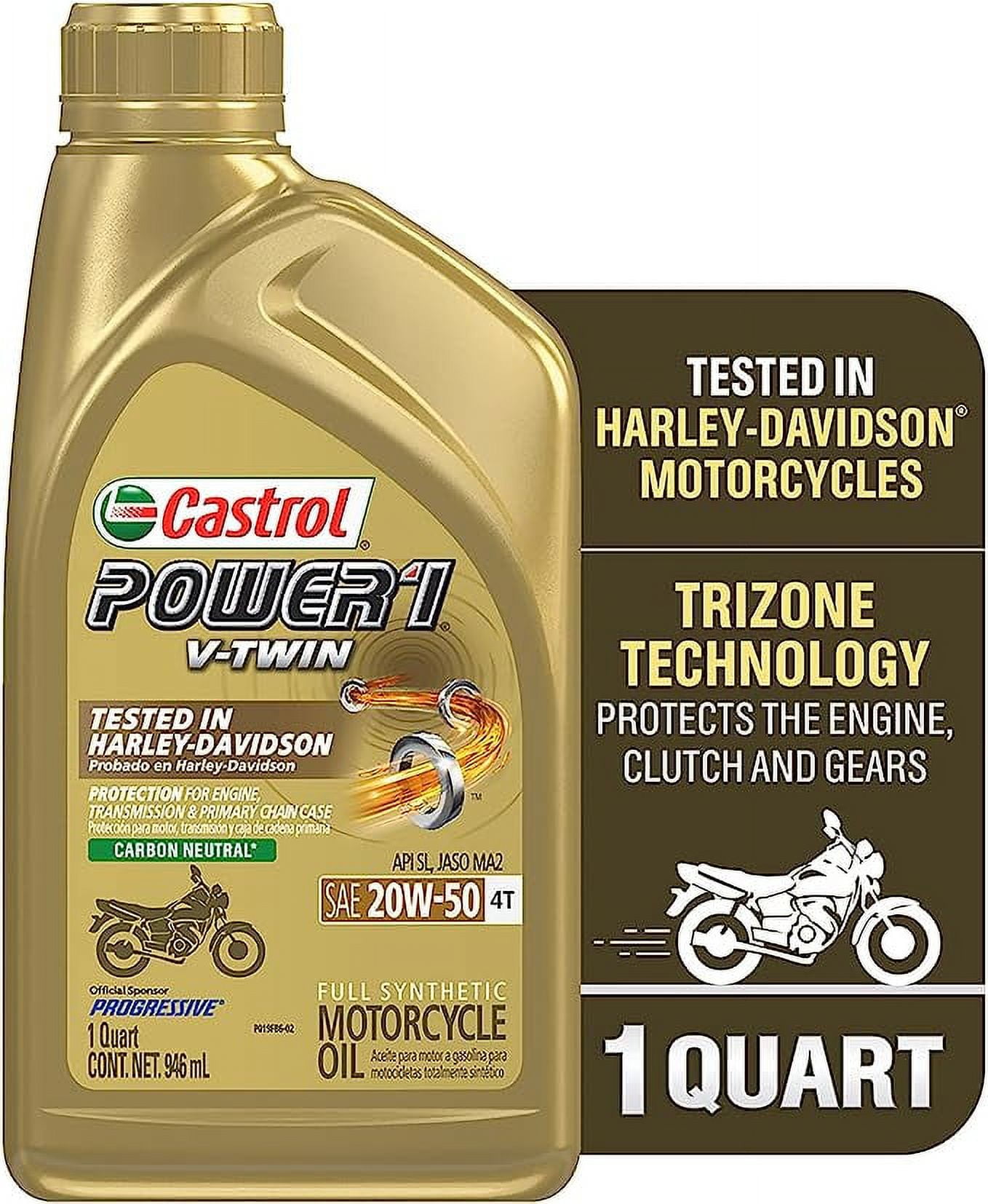 Castrol, Motorcycle Oil, 1 Quart, Full Synthetic V-Twin 20W-50
