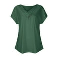 thumbnail image 5 of CLOISE Summer Tee for Women Short Sleeve Tops Casual Loose V Neck Blouses Button Shirts Solid Fashion T Shirts Army Green XL, 5 of 6