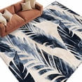 thumbnail image 2 of 6'x9' Area Rugs, Vintage Navy Blue Botanical Indoor Outdoor Area Rug for Living Room Bedroom, Retro Tropical Leaves Washable Bathroom Rugs Kitchen Floor Carpet Mats Home Decor Aesthetic, 2 of 8