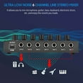 thumbnail image 3 of Ultra Low Noise 6 Channel Line Stereo Mixer 6 Input 1 Output Mono and Stereo Switching DC 5V Portable Mini Audio Mixer Microphone Guitar Bass Keyboard Mixers for Club Bar Stage Studio, 3 of 7