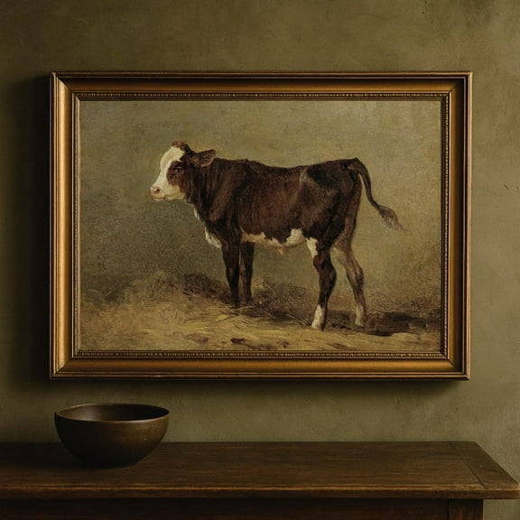 Vintage Cow Rustic Farmhouse Wall Art Print Poster, Size 8x12 UNFFRAMED F03.1.7l244