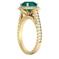 thumbnail image 6 of 14K Yellow Gold 2.10 ctw Lab Created Green Emerald Stone Ring with Diamonds Halo Filigree With Accents, 6 of 7