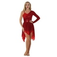 thumbnail image 3 of MSemis Women's Sequins Lyrical Dance Costume One Shoulder Ballet Dance Dress, 3 of 4