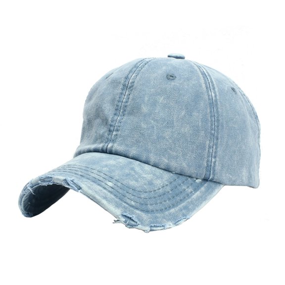 Splice Denim Washed Visors Casual Unisex Baseball Cap Adjustable Hole Hat, Blue