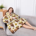 thumbnail image 5 of Oversized Wearable Blanket Hoodie,Beige Highland Cow Sunflower Pattern Sherpa Blanket Hoodie with Super Pockets,Super Warm Fuzzy Pullover for Women & Men, 5 of 6