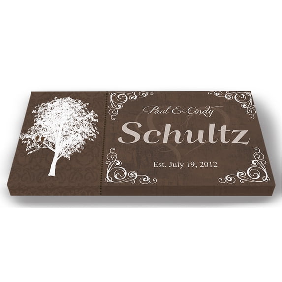 MuralMax Personalized His & Hers Family Name & Established Date - Canvas Wall Decor Art -Unique Wedding Anniversary Gifts For All Milestone Occasions - Color Brown - Size - 24 x 12