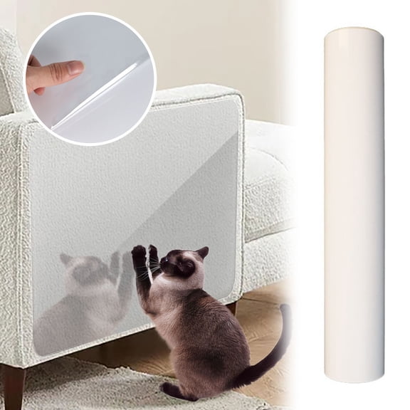 Cat Scratch Furniture Protector, Transparent Self Adhesive Tape Roll 1 Pack, Invisible Anti Claw Couch Guard for Leather Sofas & Doors 8x118 Inch