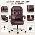 thumbnail image 6 of HYJY Office Chair High Back Computer Chair Ergonomic Desk Chair, PU Leather Adjustable Height Modern Executive Swivel Task Chair with Padded Armrests and Lumbar Support (Brown), 6 of 16
