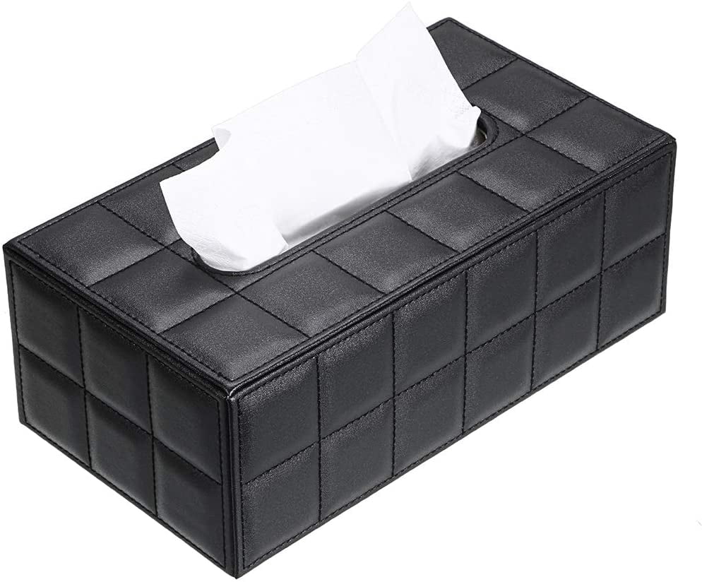 Faux Leather Tissue Box Cover Napkin Paper Holder Case for Home Hotel Office 